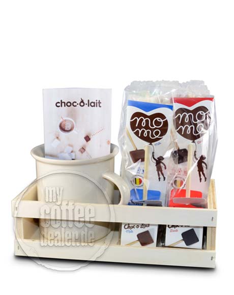 Choc-ô-lait MoMe Holzkorb mit Becher und 4 Sticks